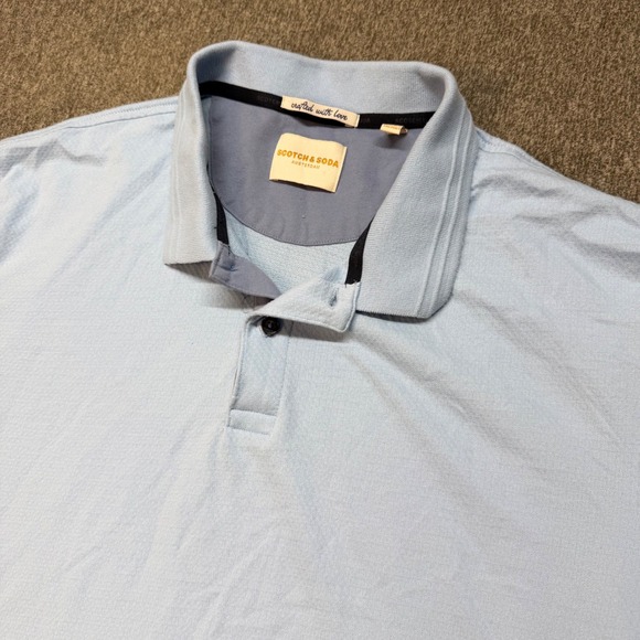 Scotch & Soda Other - Scotch & Soda Mens XL Light Blue Textured Short Sleeve Polo Shirt 1963563